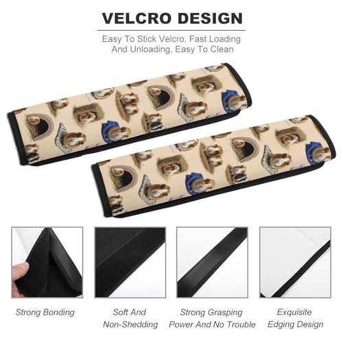2 Pack Soft Padded Seat Belt Cover for Girls and Boys, All Vehicles, Guinea Pig Cute Animal Harness Pads Strap, Anti-Slip Pad - color: Pattern 311