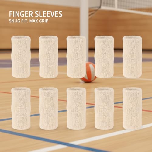 10-Pack Nylon Finger Sleeves for Basketball & Football, Snug Fit, Durable Sports Cover - color: Nude