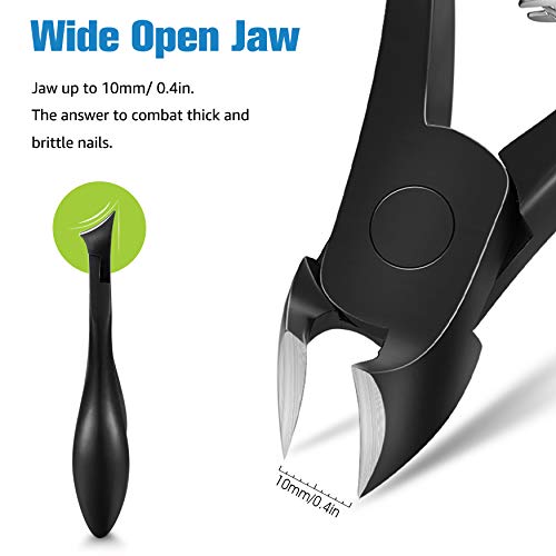 FERYES Precision Toenail Clipper for Thick or Ingrown Toenails, 4R13 Stainless Steel Nail Cutter, Manicure Pedicure Clipper - Black - color: Black