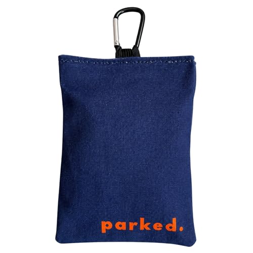Refillable Disc Golf Chalk Bag with Carabiner, 2 Chalk Balls Included – Grip Bag for Dry Hands & Consistent Release, Frisbee Golf Accessory - style: Parked. – Navy & Orange