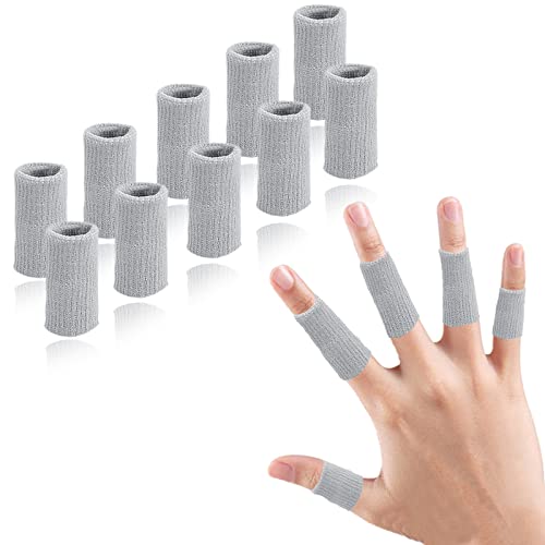 Finger Compression Sleeves, 10 Pcs | Finger Protectors Cots for Arthritis Swelling Basketball Sport, Breathable Elastic - color: Gray