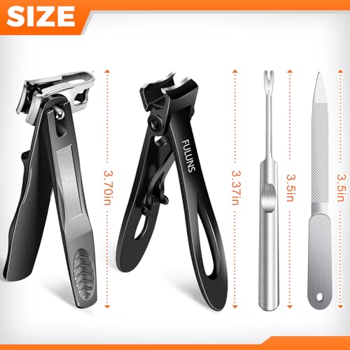 Nail Clippers for Men Thick Nails, Toenail Clippers for Thick Toenails with 16mm Wide Jaw Opening, 360 Degree Rotary Fingernail Clippers Nail Cutter Set for Seniors Long Handle Gifts for Men Women - style: 360 Degree Rotary Clippers Set