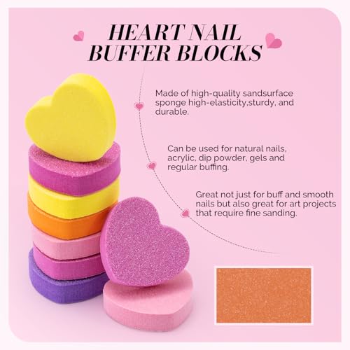 MelodySusie Heart Shape Mini Nail Buffer Block,100/180 Grit Double-Sided Sponge Nail File,Professional Nail Polishing Tools for Shaping and Smoothing,Suitable for Manicures and Pedicures,50 Pcs - size: Heart Shape 50Pcs