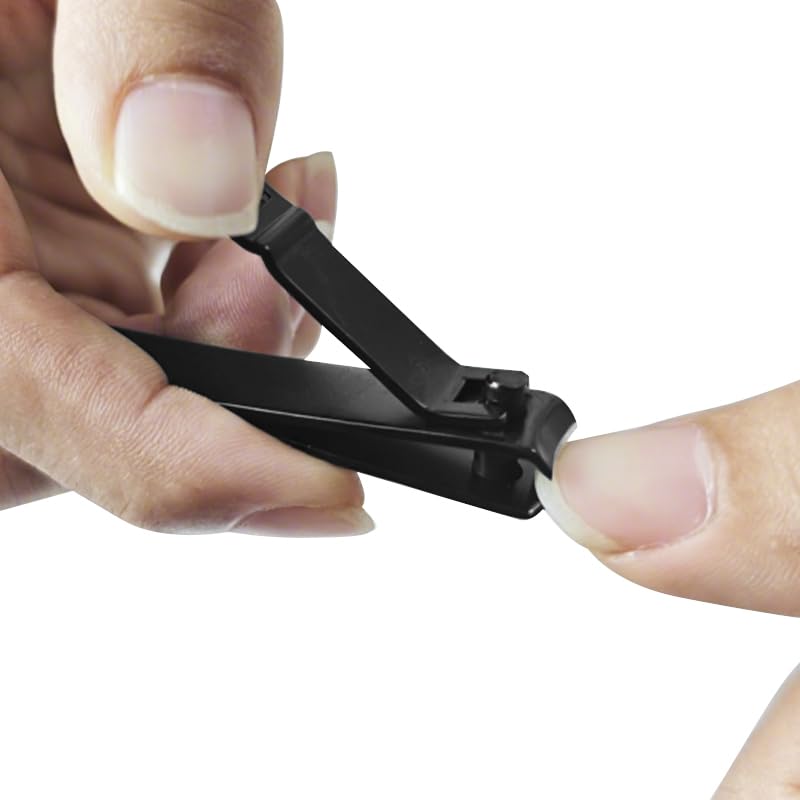 Nail Clippers Set Sharp Black Nail Cutter Fingernail Toenail Clipper with Case Large and Small 2 Piece (Black case) - color: Black Case