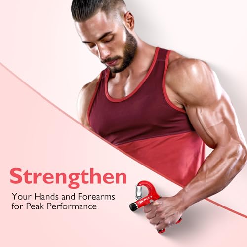 FitBeast Grip Strengthener Forearm Strengthener, Adjustable Hand Grip Strengthener for Strength Training & Rehabilitation, 10-132 lbs Resistance, Ideal for Athletes and Physical Therapy (1 Piece) - color: Red
