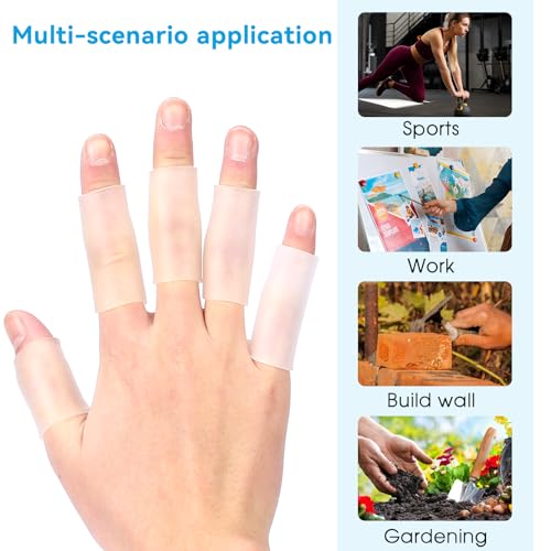 10 Pcs Finger Sleeves Protectors Silicone Finger Protectors Silicone Finger Sleeve Finger Covers Cushions and Protects Gel Rubber Finger Shields Provide Relief for Cracked Finger