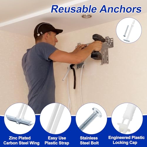 Drywall Anchor with Included Bolts for 1/4-20 Fastener Size, Wall Anchors Drywall Heavy Duty for TV Mounting, Hollow-Wall Anchors Screws Kit Holds Up to 270 Pounds Each in 1/2-in Drywall-22 Pack - size: 1/4"-20：Pack of 22