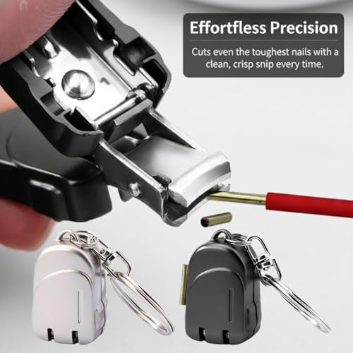 2 Pack Portable Folding Mini Nail Clippers, Stainless Steel Compact Nail Trimmers with Keychain, Backpack Pattern Design, Travel Accessories
