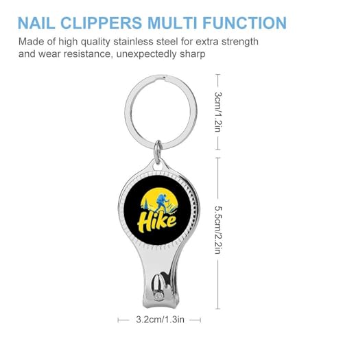 Hikers Take A Hike Portable Nail Clippers Bottle Opener with Keychain Toenail Fingernail Scissors