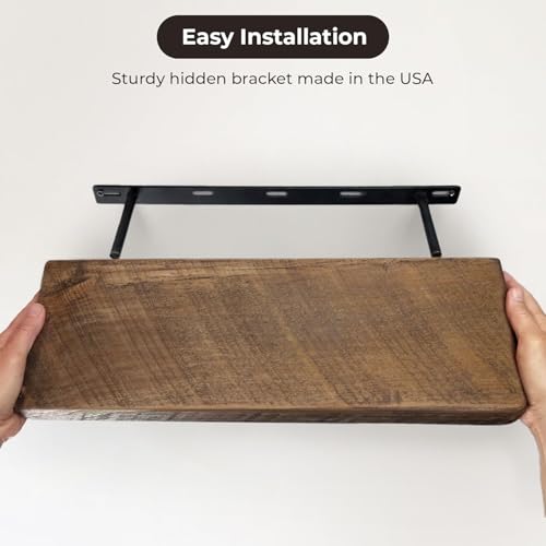 Reclaimed Wood Floating Shelves Real Solid Wood Floating Shelves Handmade Thick Shelf - size: 48x8