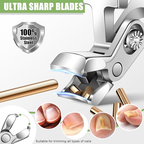 Toenail Clippers for Thick Toenails, Angled Head Large Toe Nail Clippers for Thick Nails for Men, Heavy Duty Slanted Nail Clippers with Wide Jaw, Ingrown Toenail Clippers with Long Handle - style: Ergonomic Nail Clipper Set