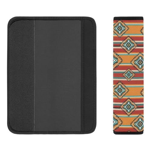 1 Pair Soft Padded Seat Belt Cover for Child, Most Cars, Southwestern Boho Brown Aztec Southwest Shoulder Harness Cover, Neck and Shoulder Support - color: Pattern 398