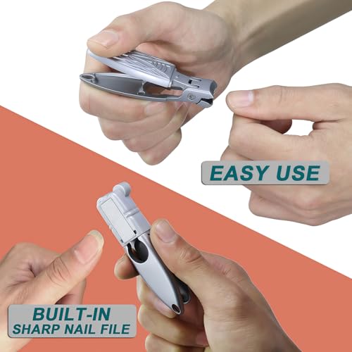 Nail Clippers for Men Thick Nails, Wide Jaw Opening Ultra Sharp Anti-Splash Toenail Clippers for Seniors, Stainless Steel, Comes with Storage Case, Silver