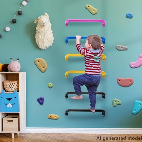 BiJun 17 Inch Monkey Bars Heavy Duty Metal Playground Handles,Black 6 Pack | Indoor Outdoor Ceiling Grab Bars,Anti-Rust Steel,300LBS Capacity,for Backyard Climbing Frame Treehouse Wall Ladder - color: Black-6pcs
