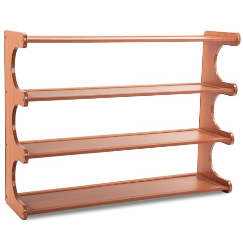 Shoe Rack,4 Tier Shoe Organizer Storage Shelf,Bamboo Narrow Shoe Closet,Small Space Shoe Rack,for Entryway Closet 30.7×7.48×19.3inch - size: 4 Tier-30.7" Wide