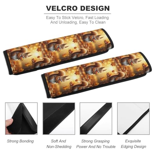 2PCS Squirrel Floral Animal Car Seat Belt Pad Universal Soft and Comfortable Harness Pads Strap for Kids, Car Seats Pushchair Strollers High Chair Pushchair - color: Pattern 997