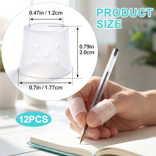 12pcs Silicone Finger Covers for Skin Picking, Breathable Stop Nail Biting Finger Guard with Air Holes, Reusable Non-Slip Finger Cots Sleeves for Cuticle Protection Anti Skin Picking - Clear