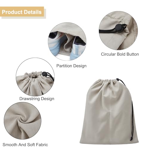 4 Pcs Shoe Bags for Travel, Shoes Pouch with Partition Design & Drawstring | 13.8"x17.7" Fits Most Shoes, Dust Resistant, Washable & Reusable Travel Shoe Bags, Travel Essentials for Men Women - color: Grey
