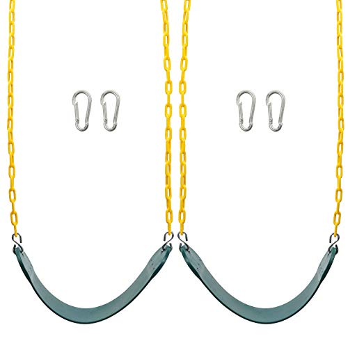 Sunnyglade 2PCS Swings Seats Heavy Duty with 66" Chain, Playground Swing Set Accessories Replacement with Snap Hooks, Support 250lb (2, Green) - color: Green