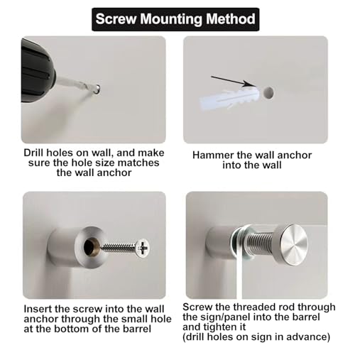 Standoff Screws 1 x 1 Inch Mediee 20 Pack Sign Standoff Stainless Steel Stand Off Wall Mounts Standoffs Mounting Hardware for Acrylic Signs