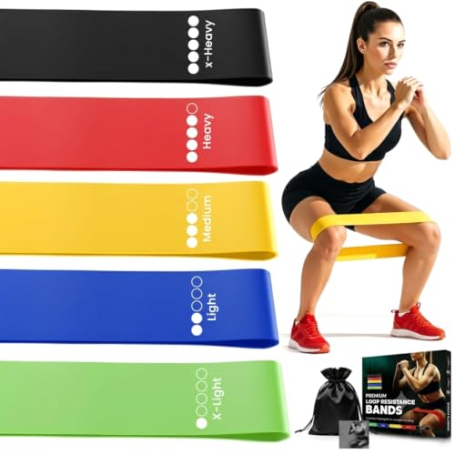 Utopia Fitness Loop Resistance Bands for Working Out Set of 5, Resistance Loop Bands for Exercise Stretching Strength Training, Home Gym Equipment Pilates Yoga Leg Glute Arm Workout Kit for Women Men