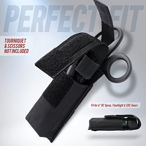 LIVANS Molle Tourniquet Holder, Tactical Shears Pouch, IFAK Scissor Holster | Medical Shear Holder, EMT Scissor Bag Fit for Tourniquet, Folding Knife, Tactical Flashlight, Pistol Mag Pouch Small Tool Bag - color: Black