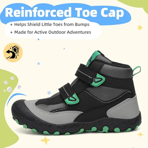 Mishansha Kids Water Resistant Hiking Boots, Boys Girls Anti Collision Anti-Skid Athletic Outdoor Adventure Trekking Shoes | Protective Toe, Adjustable Fit and Flexible Sole for Camping, School, Walking, Trekking, Trail Adventures and Everyday Wear - colo