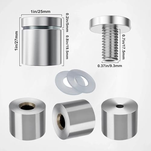 Standoff Screws 1 x 1 Inch Mediee 20 Pack Sign Standoff Stainless Steel Stand Off Wall Mounts Standoffs Mounting Hardware for Acrylic Signs