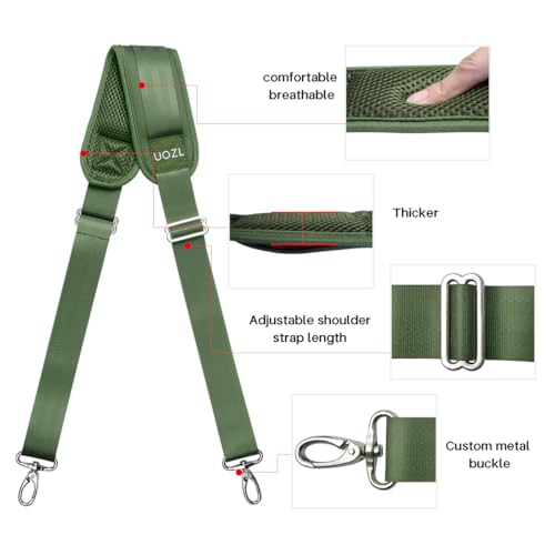 Shoulder Straps 79 inch Adjustable with Thick Soft Fixed Shoulder Pad | with Metal Swivel Hooks for Laptop Bag, Messenger Bag, Tool Bag, Camera,Luggage,for Mens and Womens - color: Green