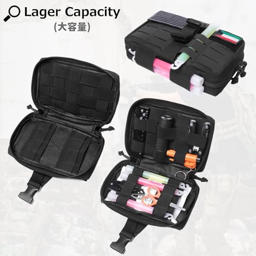 Azarxis Equipment Multi-Purpose Tactical EDC Admin MOLLE Pouch Utility Tools Bag Organizer Military Waist Belt Modular Attachment - color: #06 - Black