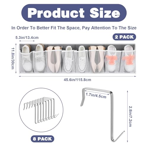 2 Pack RV Shoe Storage Solutions, Hanging Shoe Organizer with 8 Large Pockets