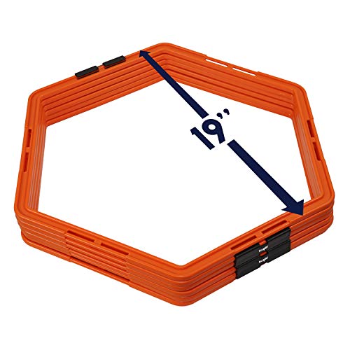 Yes4All Hex Agility Rings/Speed Rings with Carrying Bag – Hexagon Rings, Agility Hurdles for Agility Footwork Training - color: A. Orange - 6 Rings
