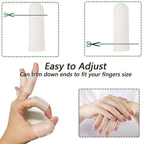 Kris-kikomy Gel Finger Protectors Finger Caps Silicone Fingertips Protection - Finger Cots Great for Trigger Finger, Finger Arthritis, Finger Cracking and Other Finger Pain Relief (Small) - size: Small (Pack of 10)