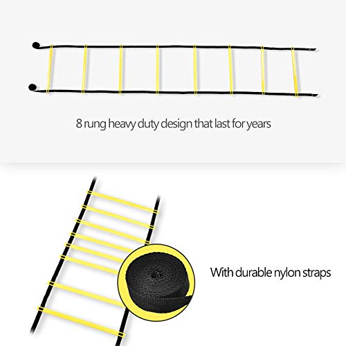 Alomejor Jumping Ladder for Speed Training Fitness Adjustable Rungs Straps Suitable for Football Rugby Tennis