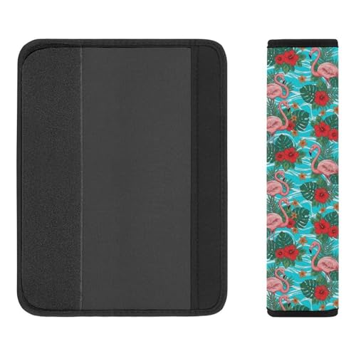 2 Pack Hawaiian Pink Flamingo Flower Seat Belt Shoulder Pad Universal Soft and Comfortable Seat Belt Covers Cushion for Kids, Most Cars, Comfortable Driving - color: Pattern 85