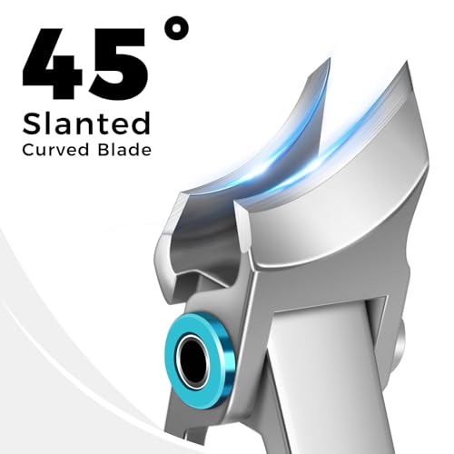 Slanted Curved Toenail Clippers for Seniors Toenails | Heavy Duty Nail Clippers for Men Thick Nails with Wide Jaw Opening, Sliver - color: Sliver Slanted Head