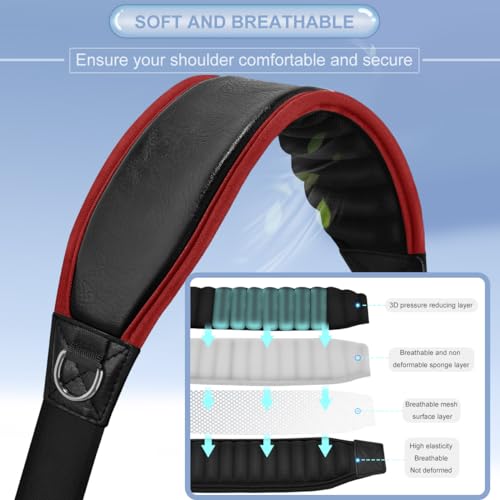 ZINZ 77" Shoulder Strap with Neoprene Thick Padded, Universal Bag Strap with Double Adjustable Buckles and Metal Swivel Hooks - color: Red Edge