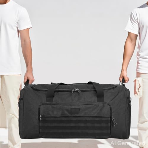 120L Extra Large Gym Duffle Bag for Men Women with Shoes Compartment Heavy Duty Tactical Sports Duffel Bag Big Football Baseball Basketball Soccer Hockey Team Equipment Bag, Black - color: Black