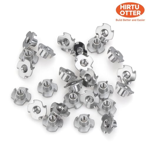 304 Stainless Steel T-Nuts 4-Pronged M6 (25 PCS) | Strong Grip, Rustproof Corrosion Resistant, Smooth Threads, Easy Insertion for Wood/Furniture/Cabinetry/Climbing Holds - size: M6
