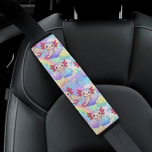 2 Pack Breathable Car Seat Straps Shoulder Pads for Adults and Children, All Vehicles, Cute Axolotl Art Harness Pads Strap, Pressure Relief - color: Pattern 704