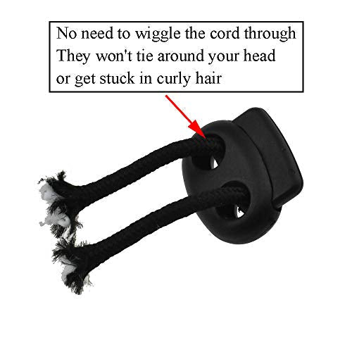 Spring Elastic Fastener Toggles Plastic Cord Lock Buttons Stopper Slider Thread Smooth Hold Tightly - color: Double Holes Black-20*23mm 50pcs