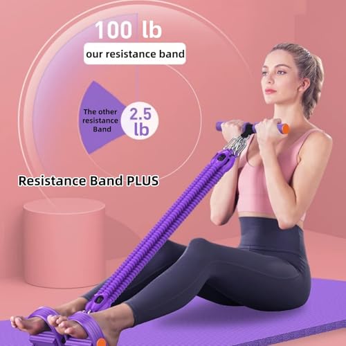 Resistance Bands for Exercise,6-Tube Elastic Yoga Pedal Puller Resistance Band, Natural Latex Tension Rope Fitness Equipment, for Abdomen/Waist/Arm/Leg Stretching Slimming Training - color: Purple-M