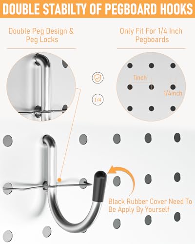 INCLY 206PCS Heavy Duty 1/4" Pegboard Hooks Set for Hanging Tools | Peg Board Hooks & Hangers, Only Fit 1/4 Inch Pegboard, Peg Board Accessories, For Garage Organizing - size: 1/4 Inch