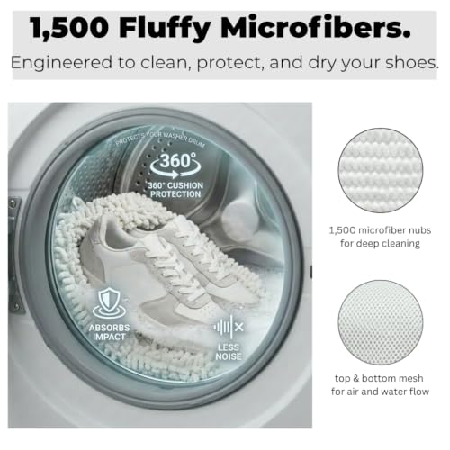 DARU 2-Pack Shoe Washing Machine Bag, Sneaker and Tennis Shoe Laundry Bags | Shoe bag for washing machine, Mesh Protection, Washer & Dryer Safe, Locking Reinforced Zipper, 360 Deep Shoe Cleaner, XL - color: White