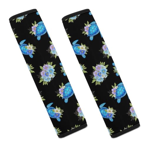 2 Pack Universal Fit Seat Belt Shoulder Pad for Kids, Car Seats Pushchair Strollers High Chair Pushchair, Sea Turtle Neon Black Shoulder Protector, Anti-Slip Pad - color: Pattern 397