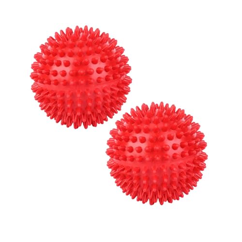 2Pcs Spiky Hard Massage Balls,Soft Spiked Manual Massager Rollers Body Spiky Balls Fitness Finger Relax Tool for Plantar Fasciitis Exercise Back Feet (Large Size 9cm) - color: Red, size: Large size 9cm