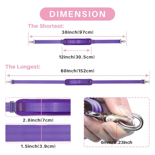 59 Inch Shoulder Straps, Soft with Ultra-Thick Fixed Shoulder Pad, Two Way Independently Adjustable Buckle Replacement Straps for Laptop Bag Messenger Bag Tool Bag Luggage,Purple - color: Purple, size: 59 inch