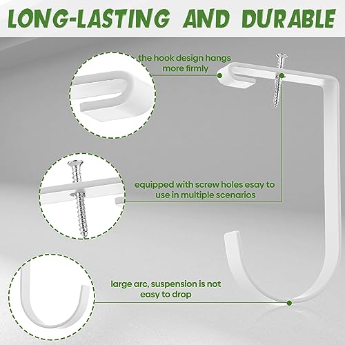 Soaoo 8 Pieces Storage Flat Hook Bicycle Flat Thickened Hooks Add on Hanging Bike Hooks for Overhead Garage Rack Wall Shelving Ceiling Accessory (White)