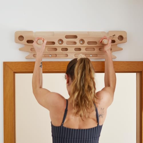 FingerPeg 1.0 Hangboard – Fingerboard Training Board for Climbing with Pull-Up Bars – Sleek Wooden Climbing Board with Ergonomic Design – Supports up to 265 lbs - style: Fingerpeg 1.0