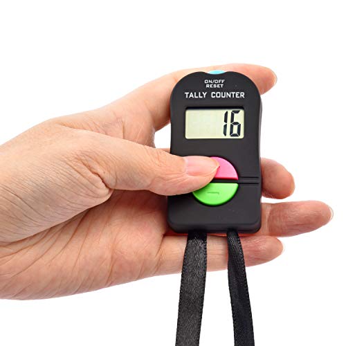 Electronic Tally Counter, Handheld Number Clicker with Lanyard, 4-Digital | Disc Golf/Baseball Pitch/Bus Driver/Fish/Crochet Row Count